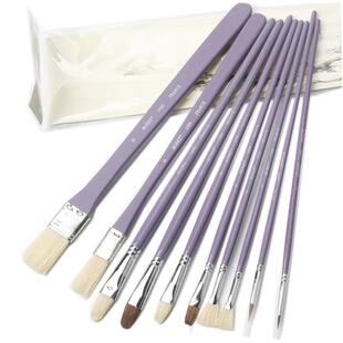 板刷平峰圆峰扇形勾线狼毫猪鬃 10支装 莫奈MONET 1308油画笔套装