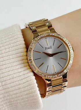 公价29万【3折即刻拍】98新28mm伯爵18k玫瑰金表原钻石英女表正品
