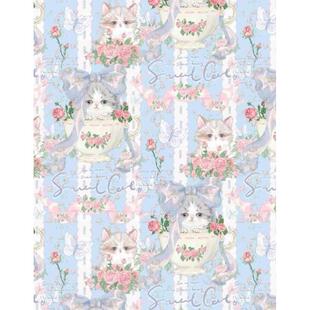 热销16区16.28号茶杯猫数码纯棉平布一米价1.1米宽手工DIY棉布