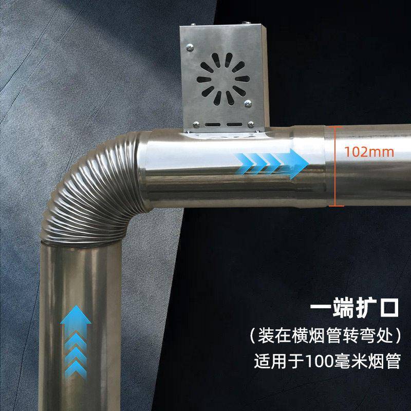 不锈钢直筒引风机大风力耐高温可调速室内烤火炉烟管排烟机防倒风