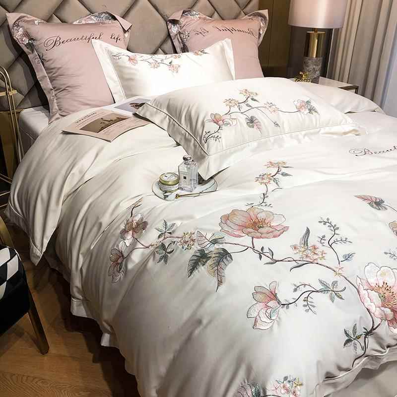 高档特进口120支匹马棉四件套床全棉被刺绣套价100纯棉新中式民族