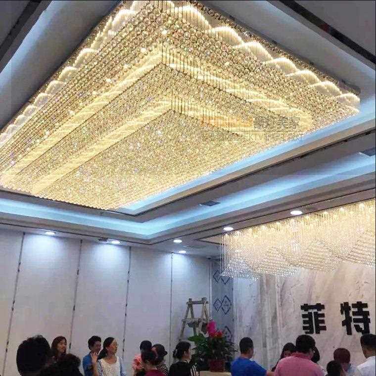 酒店装饰水晶灯宴会厅大堂吸顶灯宾馆售楼部珠宝店长方形工程灯具