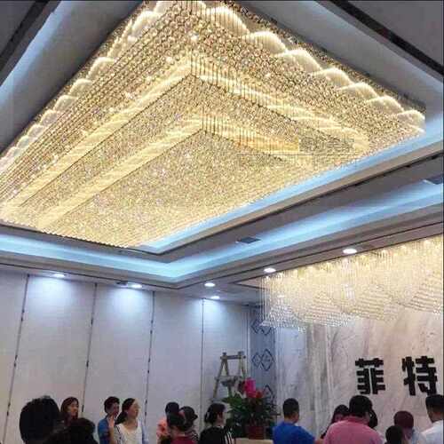 酒店装饰水晶灯宴会厅大堂吸顶灯宾馆售楼部珠宝店长方形工程灯具