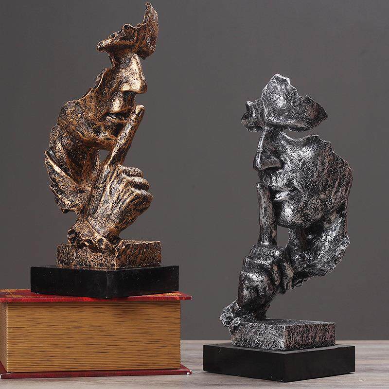 新款直销沉默是金人物抽象工艺品创意北欧雕塑摆件复古办公室客厅