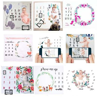Baby Milestone Blanket Infant Photo Props Background Mats Po