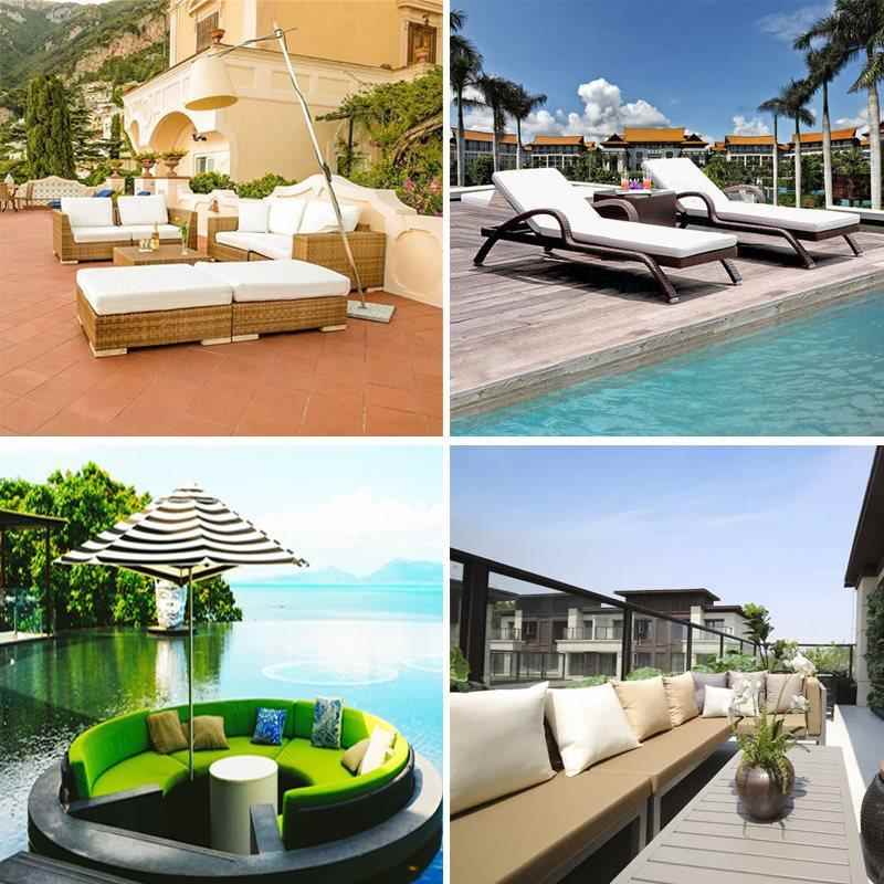 户外沙发防水坐垫藤椅方形庭院卡座长条椅凳连体靠背海绵垫子