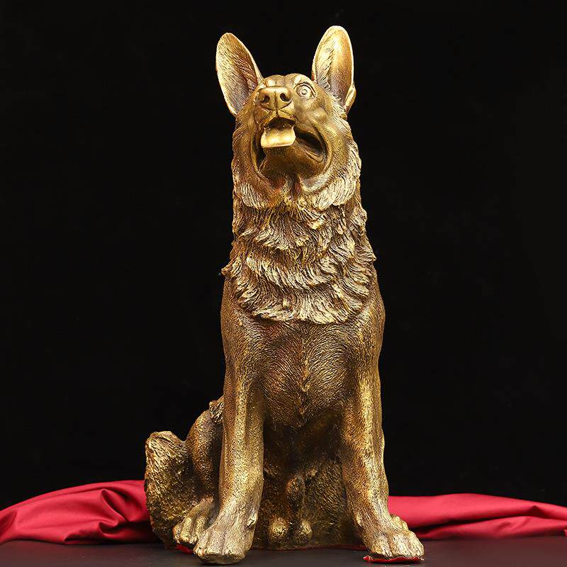 纯铜狗摆件大号狼狗十二生肖狗家居工艺品客厅装饰品铜雕塑摆设