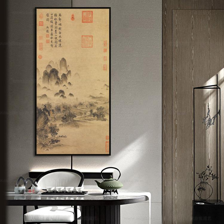 宋徽宗赵佶新中水式山装宋徽宗赵饰画关简约厅餐厅玄书房客酒店客