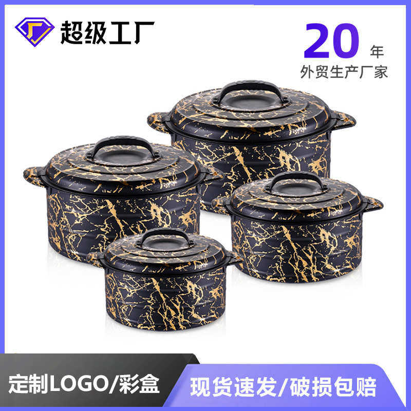 定制不锈钢兰花保鲜锅套装双层保温锅料理加厚套装大容量保鲜盒