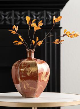 左顾新式变窑雪红霁红釉陶瓷瓶插花中器中古CTB-2478客厅软装饰品