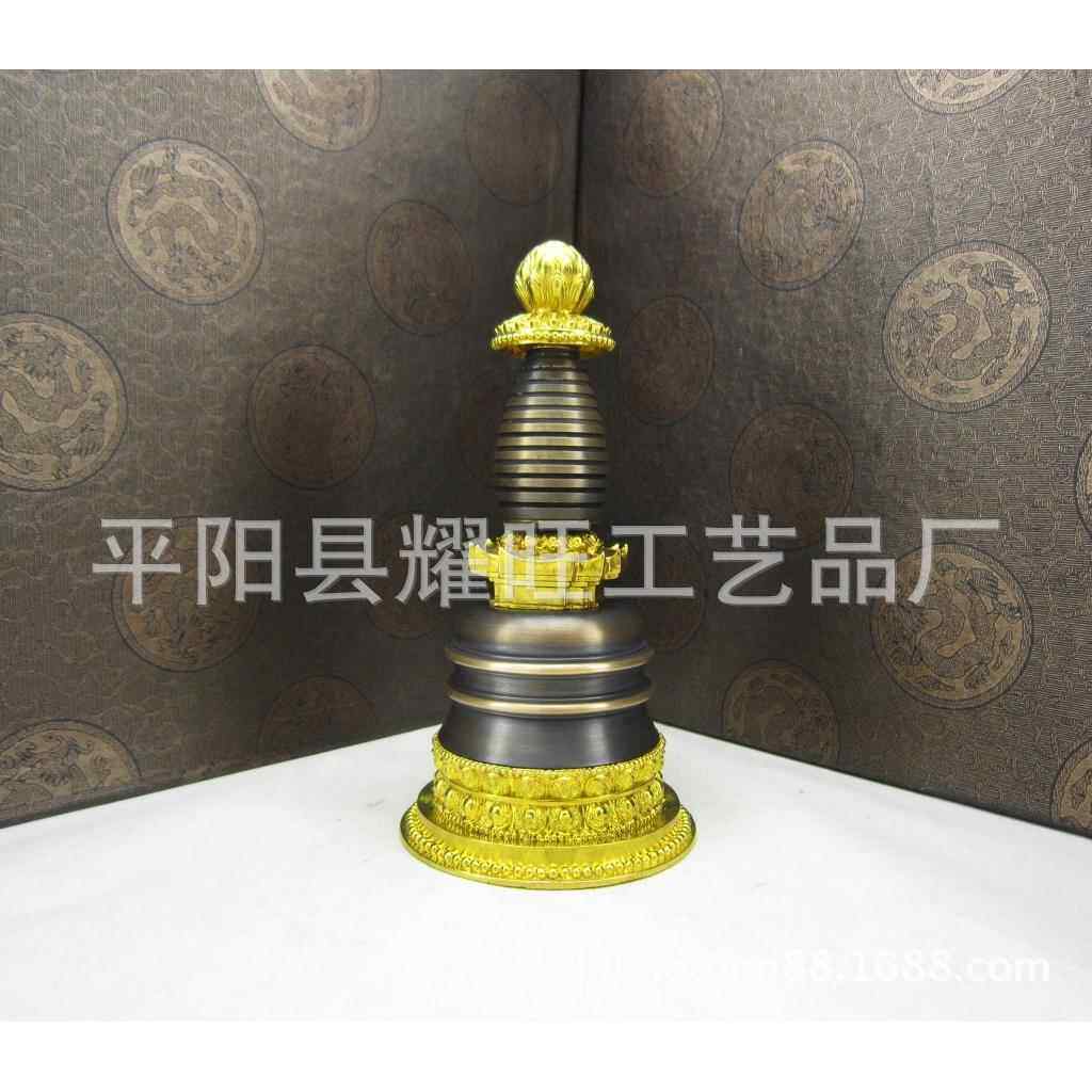 风格仿古纯铜莲花塔舍利塔嘎当塔 铜 7寸噶当塔 做工精美