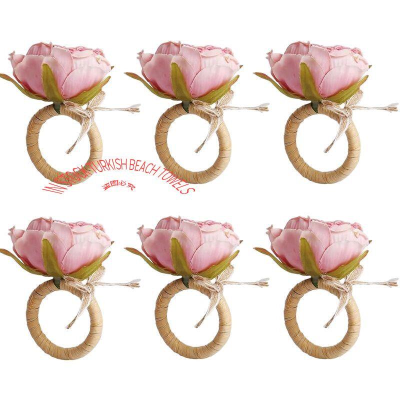 12PACK Pink Peony Flower Napkin Ring粉色花朵餐巾扣西餐口布圈