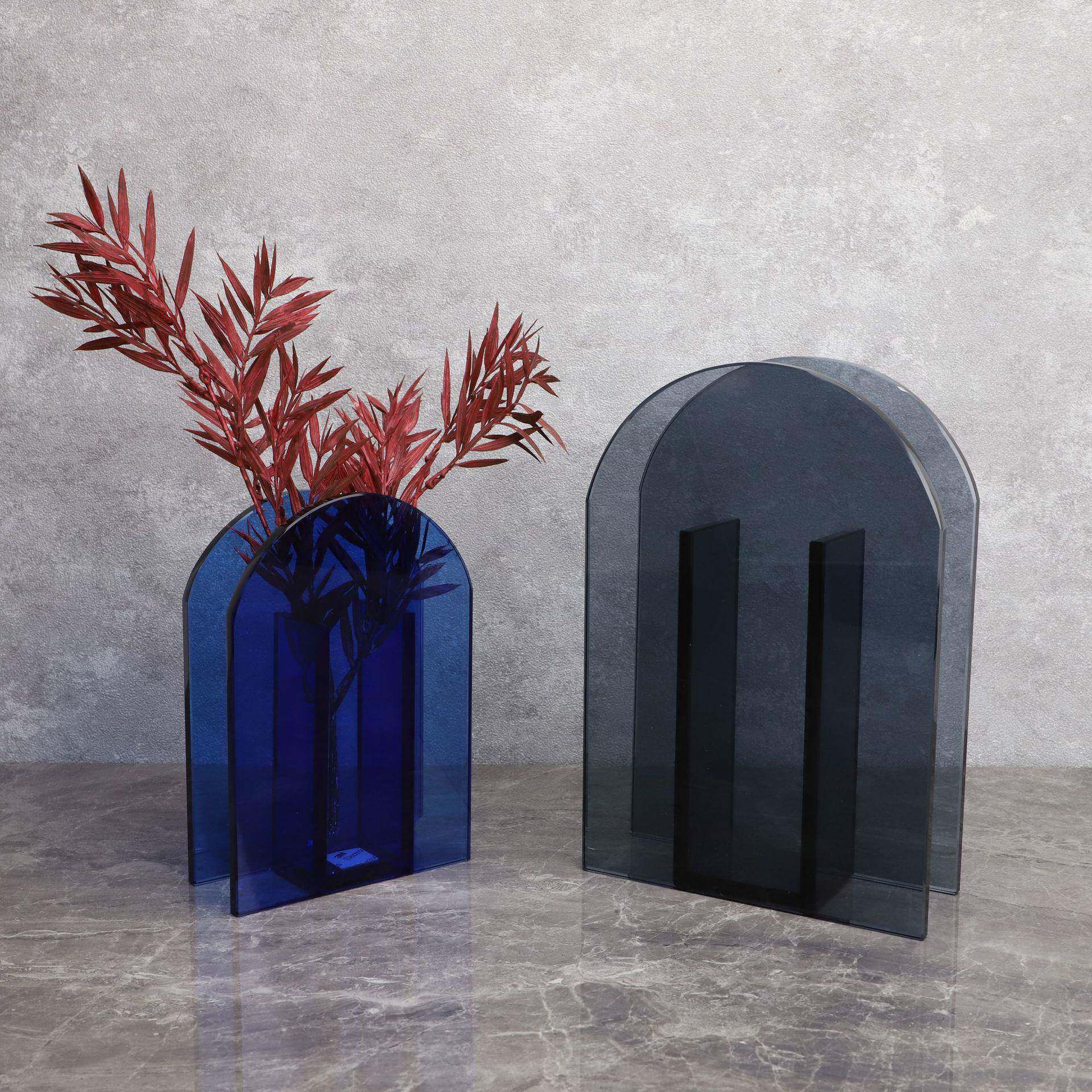 新中式玻璃花瓶样板房书房桌面客厅家居卧室餐厅玄关软装饰品摆件