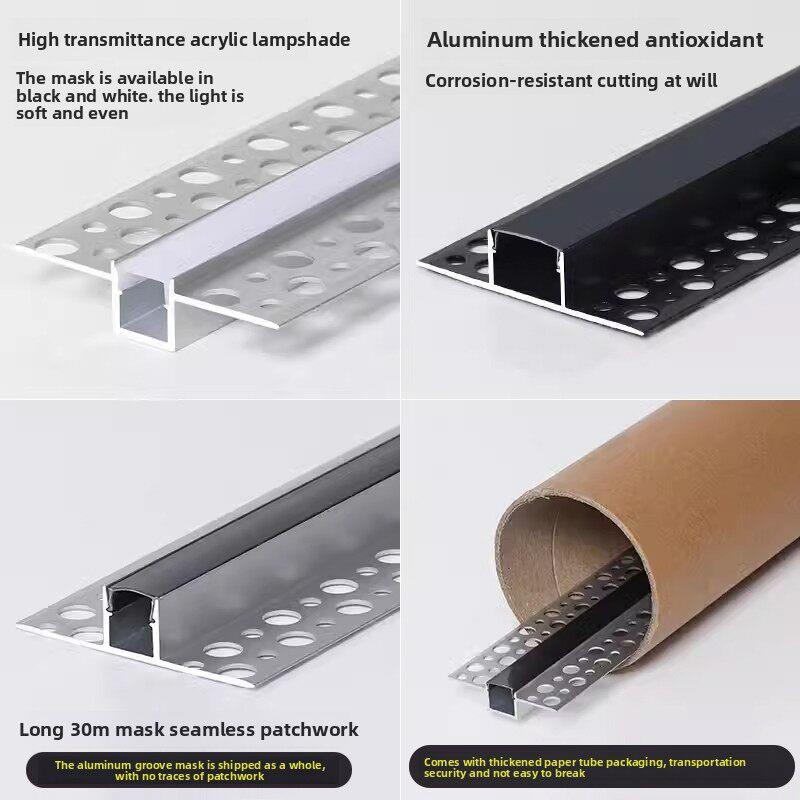Led线性灯嵌入式双眼皮天花灯与铝槽线性光卡槽灰色预嵌入式线性