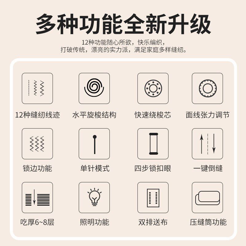 缝纫机家用型全自动电动缝功机便携裁小F97THJ76多能迷你衣车吃厚