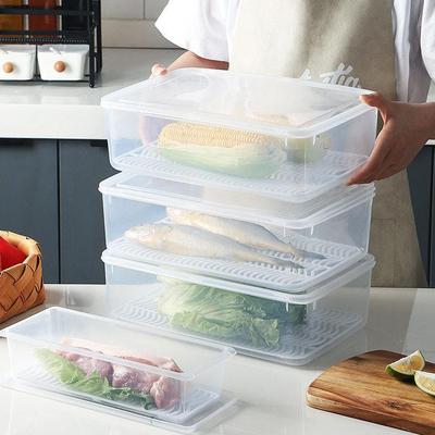 Drain Storage Container Plastic Freezer Food Organizer Box