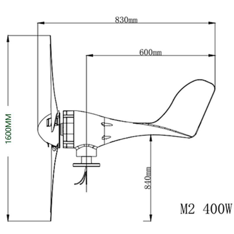 M2型500W 12v24v48v 风力发电机 水平轴小型风力涡轮机 厂家直销