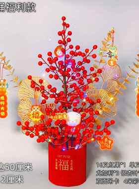 正品年福新桶抱抱桶冬青红浆果年宵花DIY结材包乔迁婚客厅装饰料