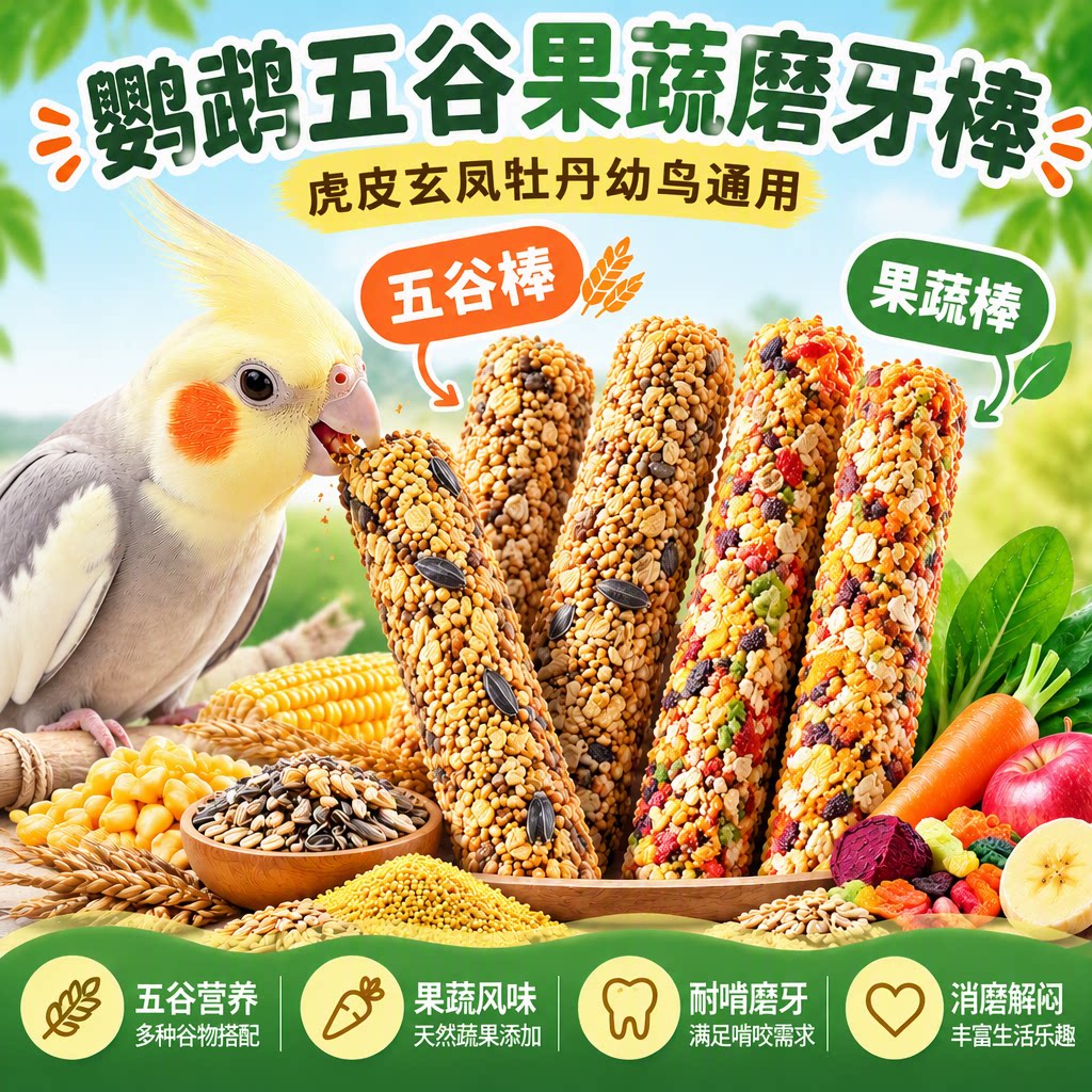 鹦鹉磨牙棒磨嘴训练解馋奖励零食