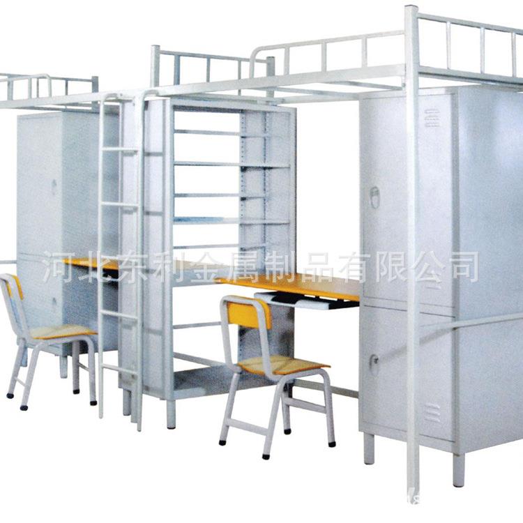上下公寓床 家用简约上下双人单人床带书柜书架床 简约组合铁架床