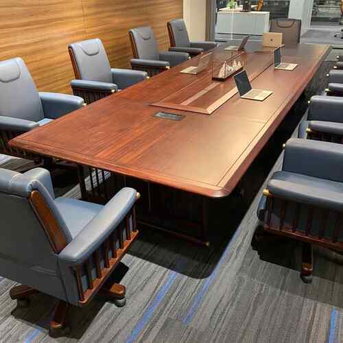 新中式会议桌实木长桌简约现代乌木洽谈桌办公大会议桌定制