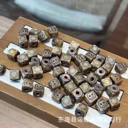 2026藏式驼骨镶嵌阿呆方块配件DIY文玩手串项链隔珠配珠驼骨阿呆
