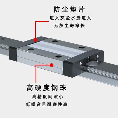 直线导轨加滑轨滑块滑动轴承M微型GN12C加宽精MW15H长9微G型滑台7