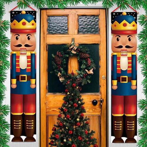 Nutcracker Soldier Banner Christmas Door Curtain Merry