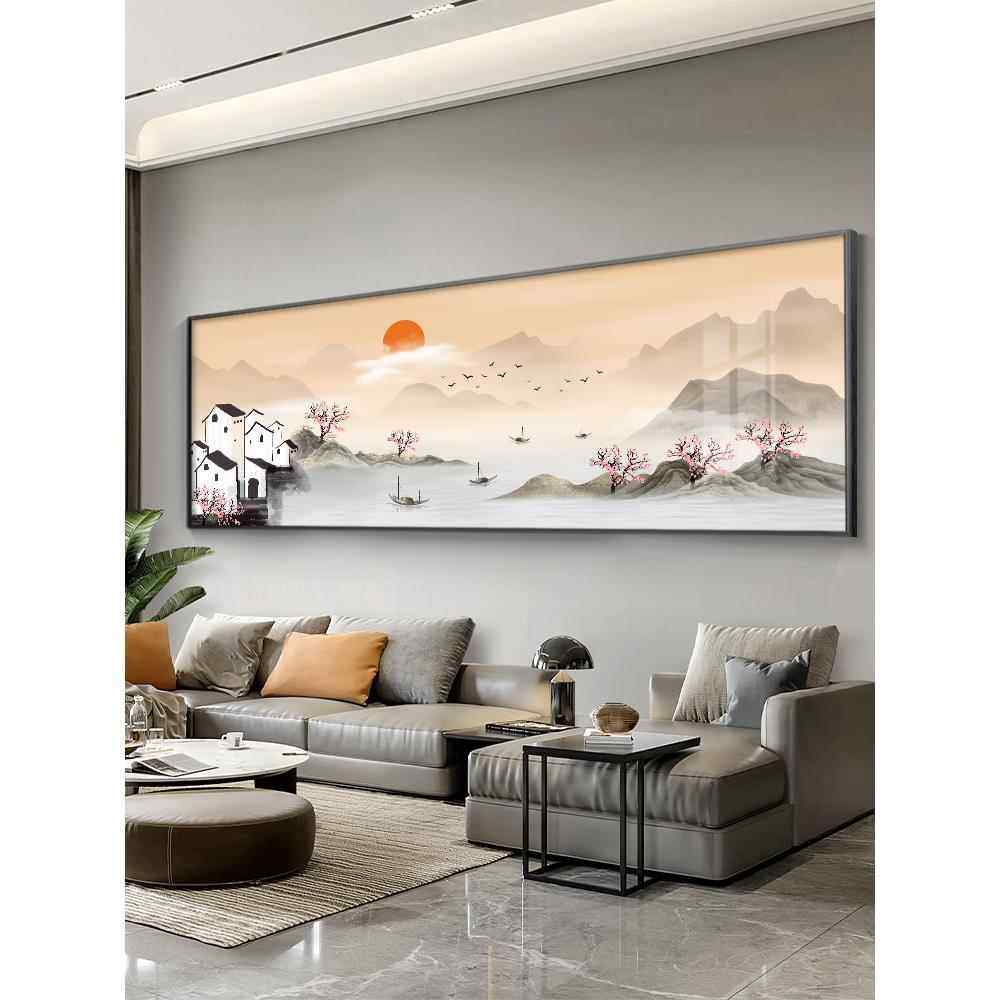 江南水乡客厅沙发背景墙装饰画大气山水画挂画办公室大厅风景壁画