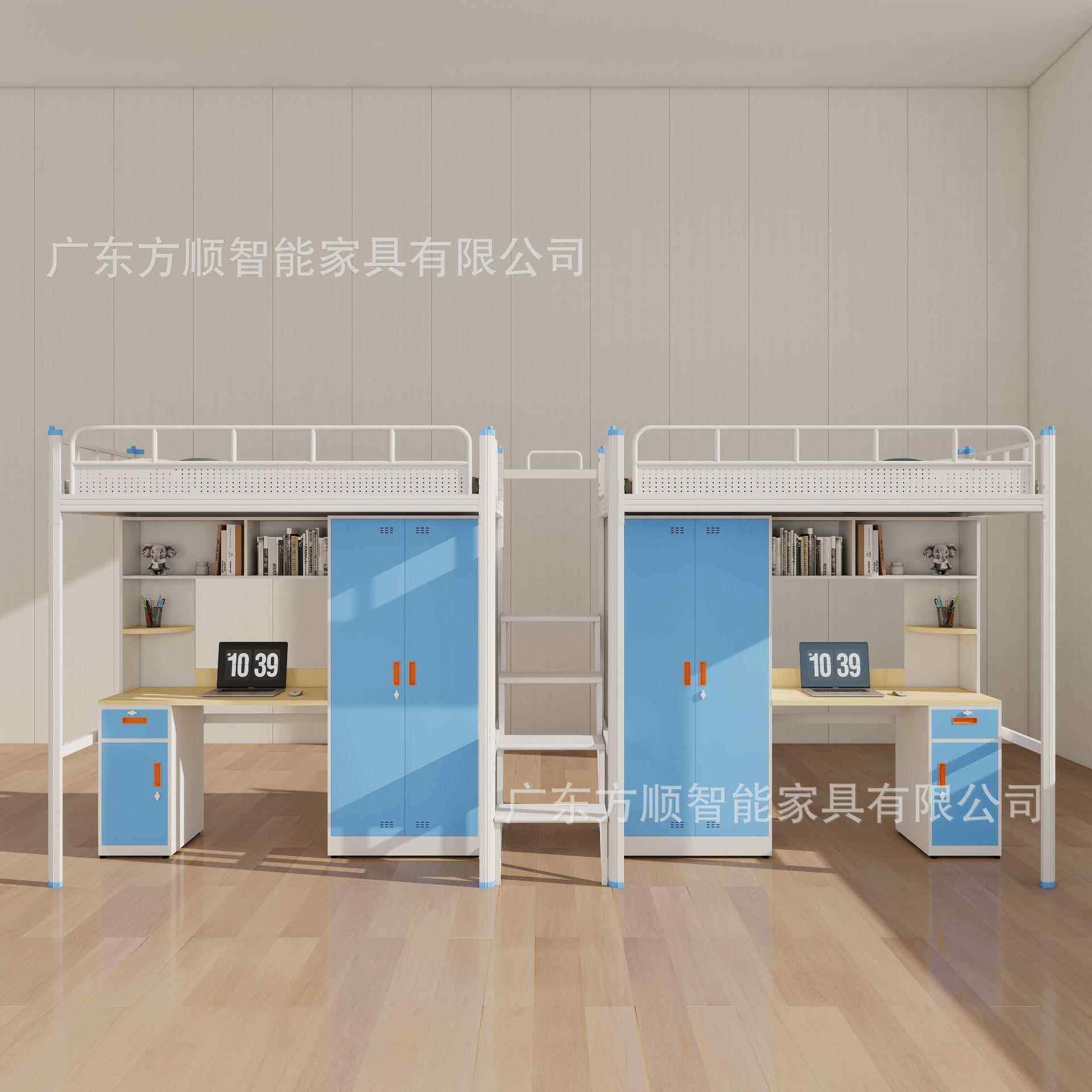 踏步床学校宿舍床员工上下铺单层书桌钢制铁架床双层床单人床