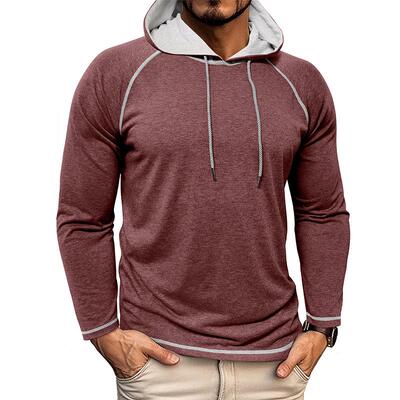 Men's hooded pullover long sleeved sweatshirt T-shirt