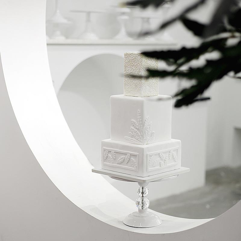 婚礼品台主蛋糕甜架欧式铁艺高脚蛋糕盘茶冷餐心歇白色水晶RAY点