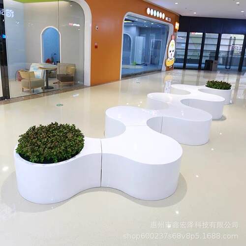 玻璃钢休闲花盆座椅组合商场休息等候椅创意花盆座椅组合花瓣坐凳
