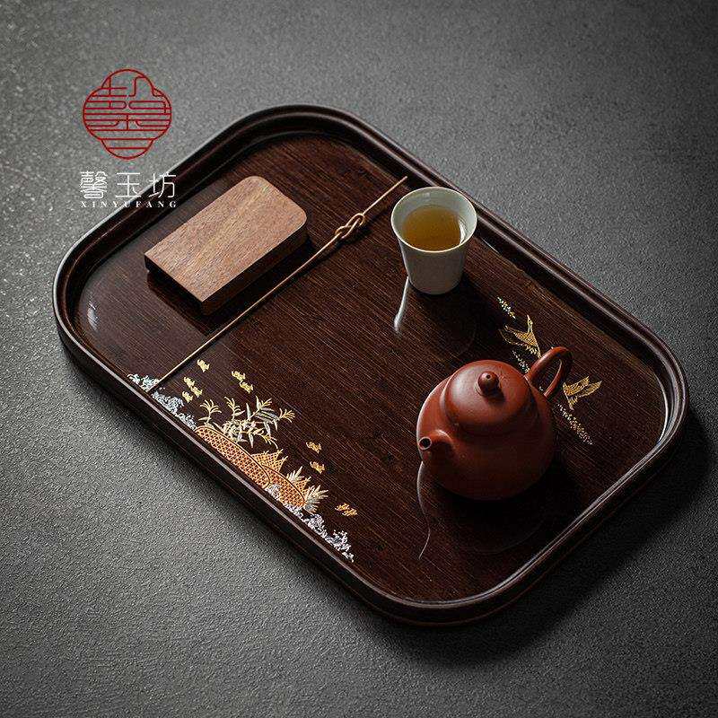 日式覆古托托盘茶奉干泡茶茶盘飞雁长方竹家用茶海全小茶台高级餐