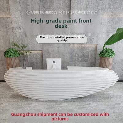 弧形艺术吧台定做烤漆前台公司接待台美容院收银台异形创意服务台