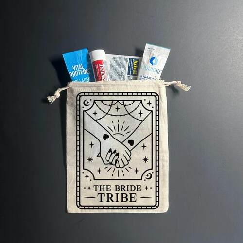 跨境the bride tribe原色棉布束口袋单身派对婚礼礼品袋伴手礼