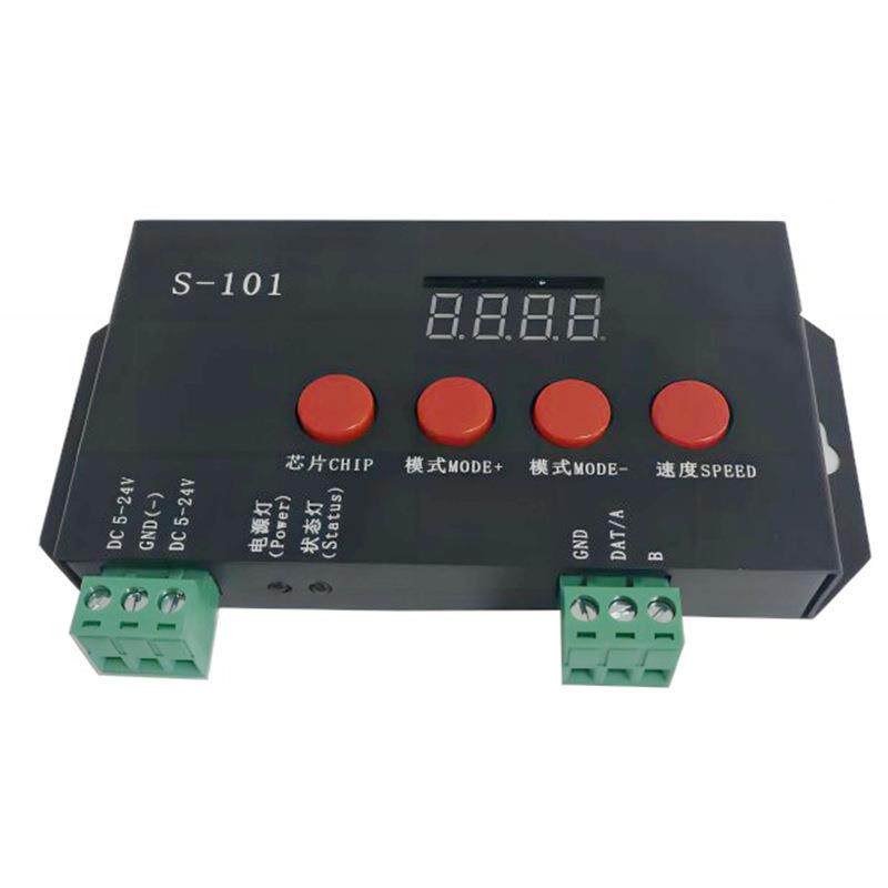 S-101简易DMX512控制器TTL 单口全彩控制盒幻彩内置效果通道调节