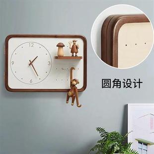 ◓时钟原木风带钟表强电箱遮挡洞洞板电表箱装饰画挂钩入户盒配电