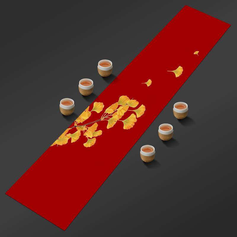 中式茶席棉麻桌旗银杏花鸟防水茶桌布客厅茶室民宿装饰茶台布定制,居家布艺,桌旗,淘宝优惠券,粉丝福利购,淘宝优惠卷