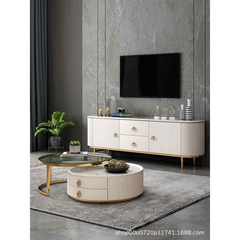 新款直销现代轻奢大理石卧室地柜电视柜茶几组合套装简约客厅高款