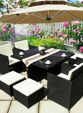 户外椅藤合椅组庭院阳台闲藤编露台室外OED休简约花园防水防晒桌