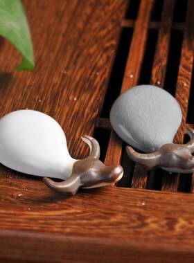 新款直销紫砂茶宠陶瓷茶玩摆件 汝窑哥窑 茶道配件 祥牛 茶盘茶具