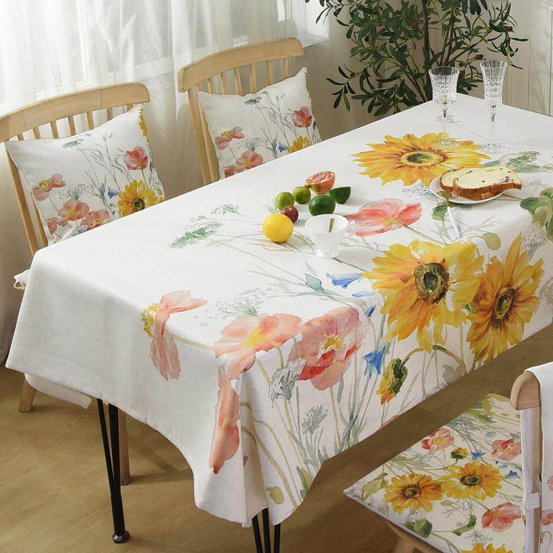 田园风美式桌布黄色餐桌椅套罩套装加厚棉麻长方形家用桌布茶几布,居家布艺,桌布,淘宝优惠券,粉丝福利购,淘宝优惠卷