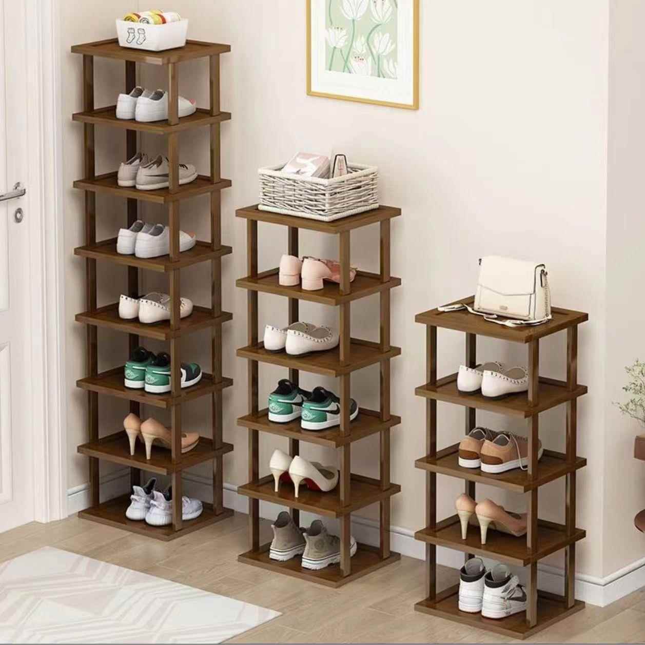 简易鞋架多层省空间家用门口入户窄小型竹鞋柜拼装组合鞋子架楠竹