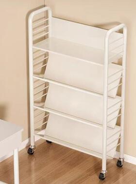 书架落地置OVH物架可移动简带轮层家用多儿童绘本架易铁靠墙小艺