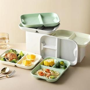盘子陶瓷分餐盘家用分隔盘早餐盘一人食餐具减脂211定量分格餐盘