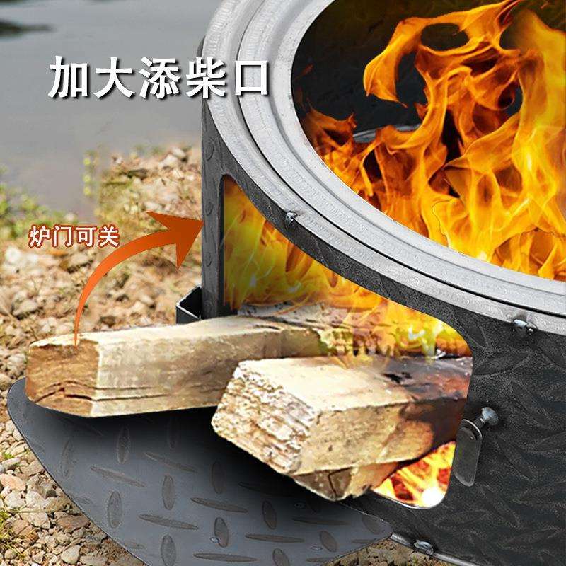 老式柴火灶新款农村家用烧木柴地锅柴炉可移动大铁锅户外野营柴灶