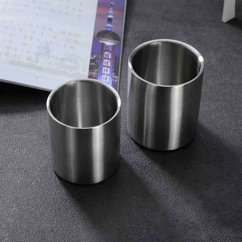 出口日本304不锈钢茶杯子双层隔热防烫喝酒咖啡奶直身马克随手杯