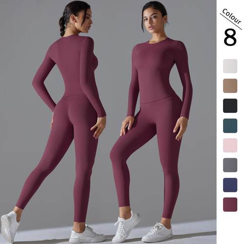 Double sided brushed high waist tight training yoga suit