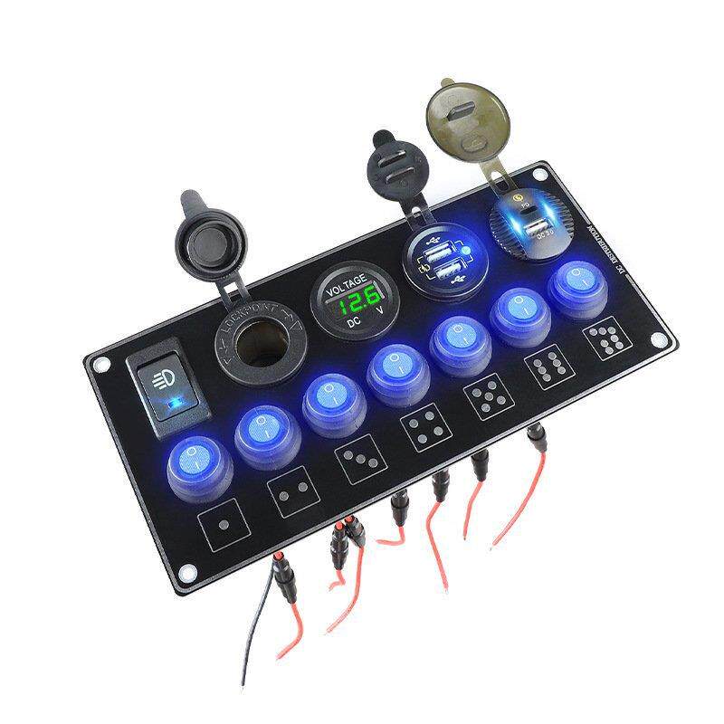 新款12-24V房车游艇改装一拖五车载手机充电器多功能面板组合配件